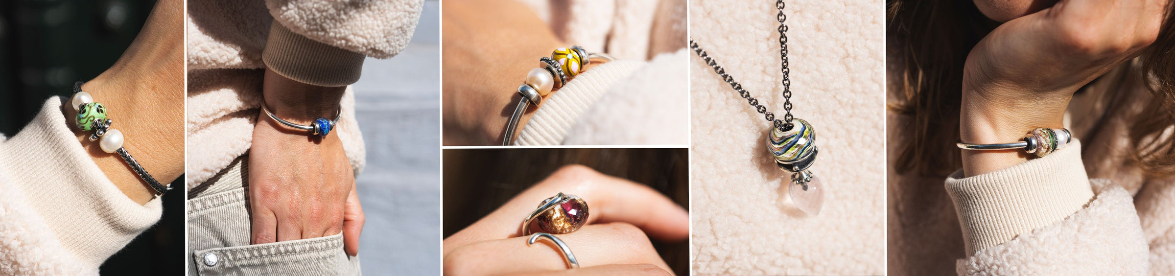 Collage moodboard of the six winning beads of People's Uniques 2025