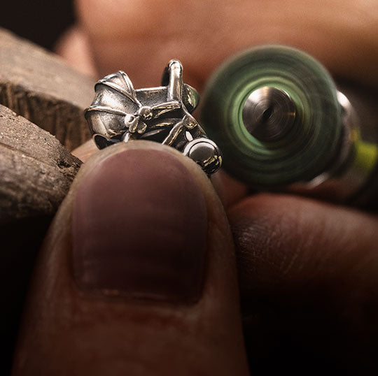 The making of the Trollbeads silver baby buggy called sweet dreams