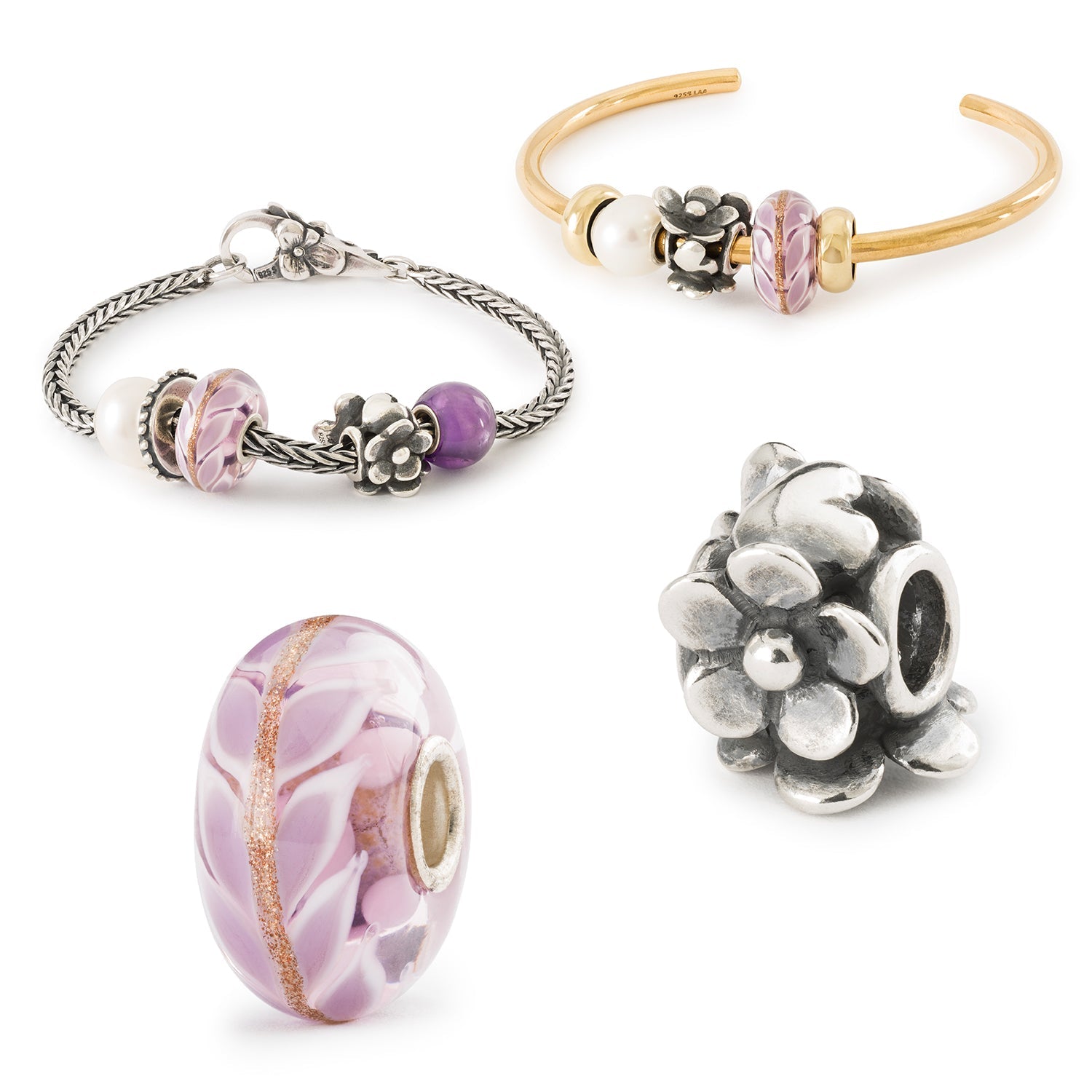 Gallery with Trollbeads gift ideas for Mother’s Day, Lavender Love Bead & Heartfelt Bloom Bead