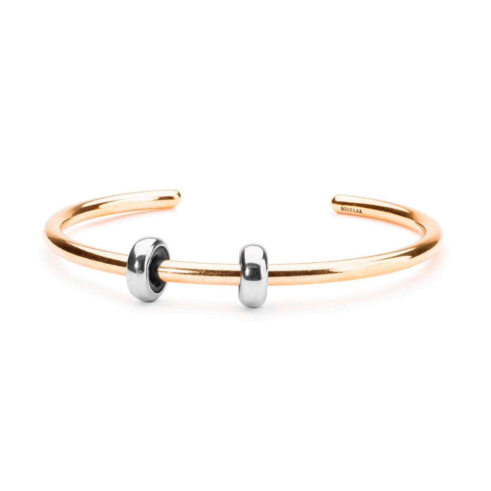 Bangle placcato oro con 2 stop argento