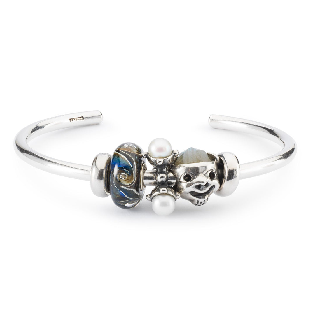 Perlina Trollbeads Foschia Al Chiaro Di Luna | Vetro Artistico A Mano Per Bracciali E Collane | Colore Turchese E Bronzo