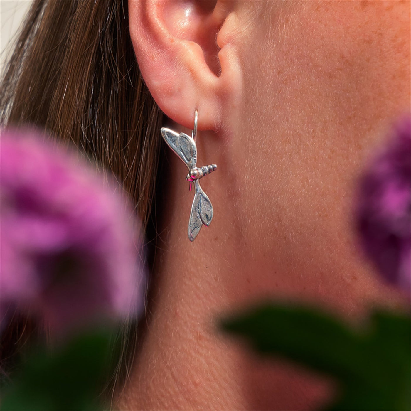 Orecchini monachella in argento rosato con pietra viola e zirconi - ORO Orecchini monachella in argento rosato con pietra viola e zirconi - ORO