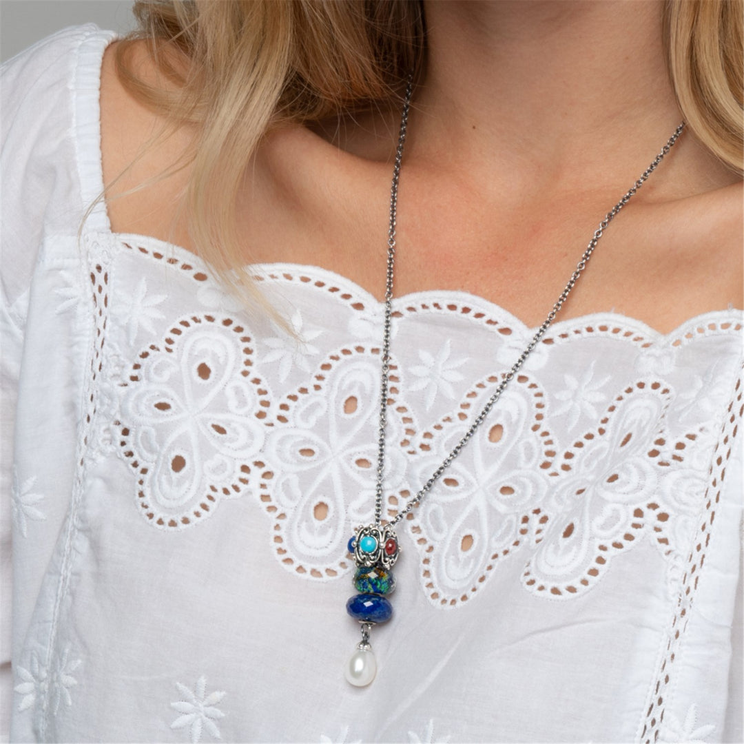 Collana d'Argento con Malachite Trollbeads 100cm - TAGFA-00038